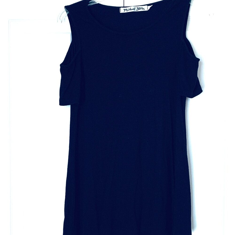 MICHAEL STARS Coveted  Black Cold Shoulder Dress Casual  ShortSleeve Sweater  OS